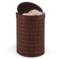 19 Gal Capacity Bamboo Laundry Hamper with Zippered Lid-Brown