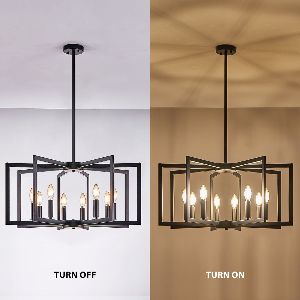 27-Inch Black Geometric 8-Light Chandelier (United States Delivery Only)