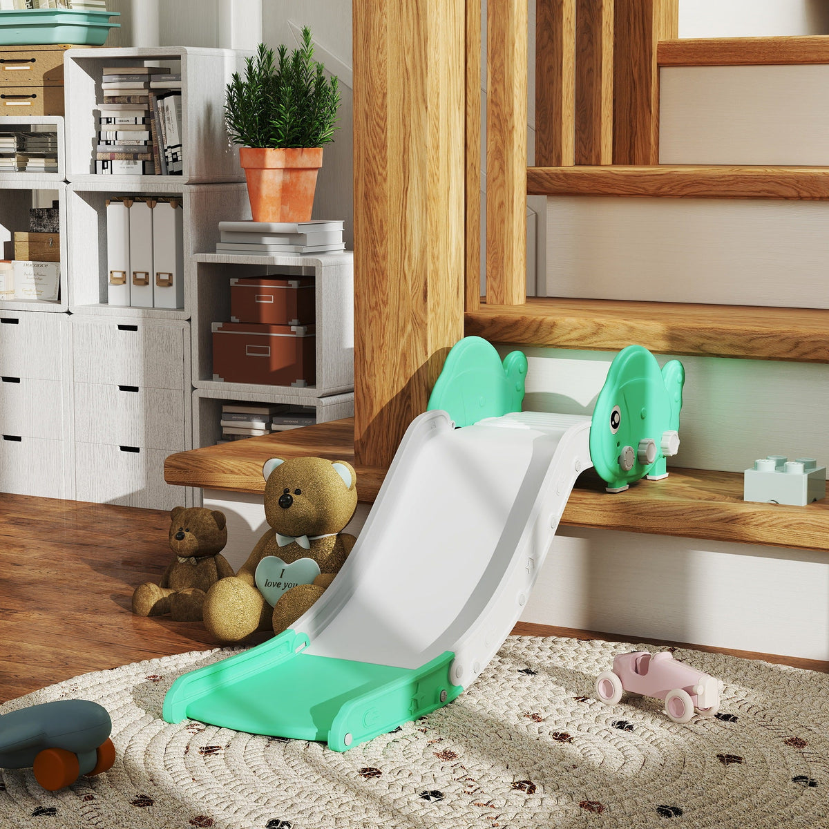 Toddler Couch Slide for Bed, Sofa, Stairs, Easy Assemble & Storage, for 18-48 Months, Green
