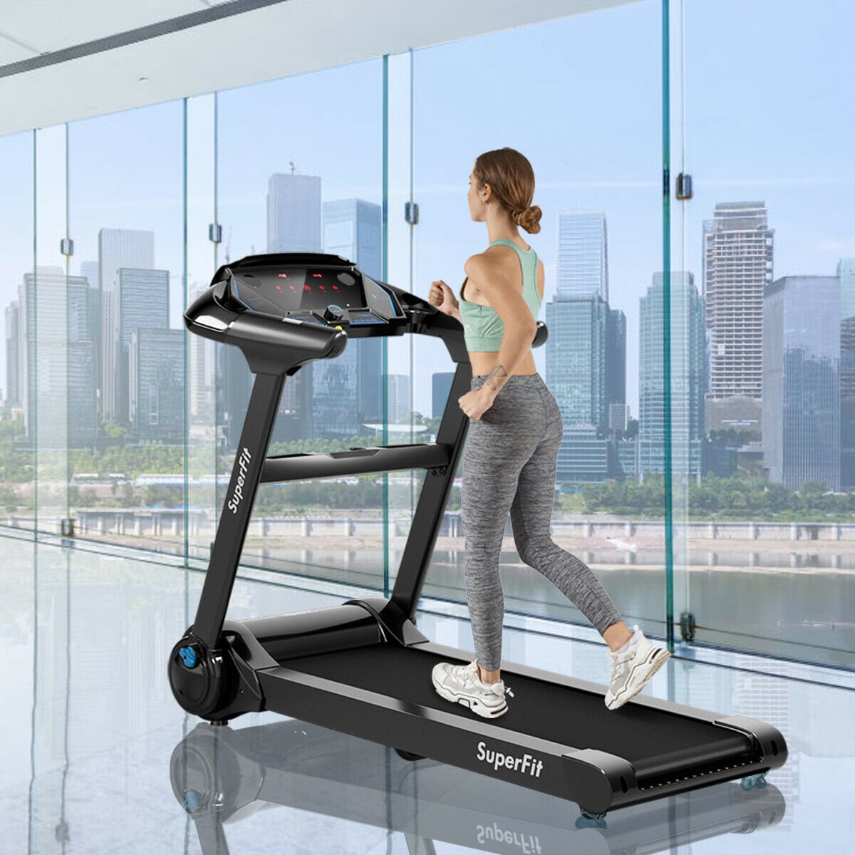 2.25HP Folding Treadmill Running Jogging Machine with APP heart rate bluetooth