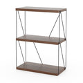 3 Tier Display Rack with Metal Frame, Walnut Shelf Unit 24 Inches Wide