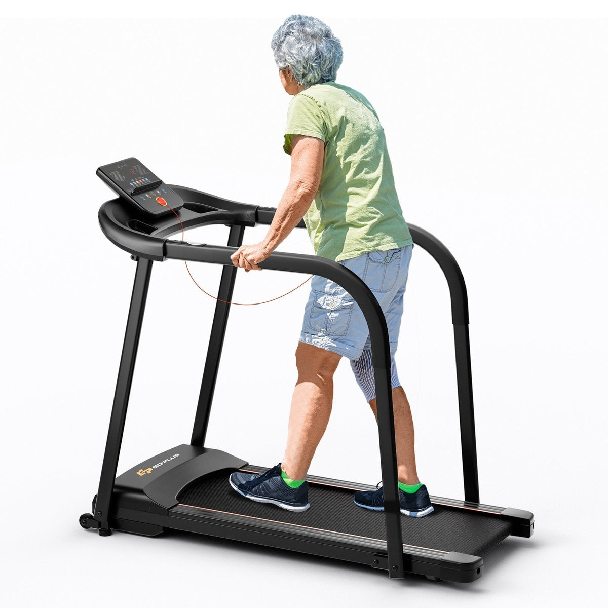 2.5 HP Walking Treadmill with Long Handrails for Seniors-Black
