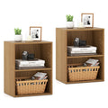 2-Cube Bookcase Set of 2 Floor Standing Open Bookshelf w/ 5-Position Adjustable Shelf-Natural