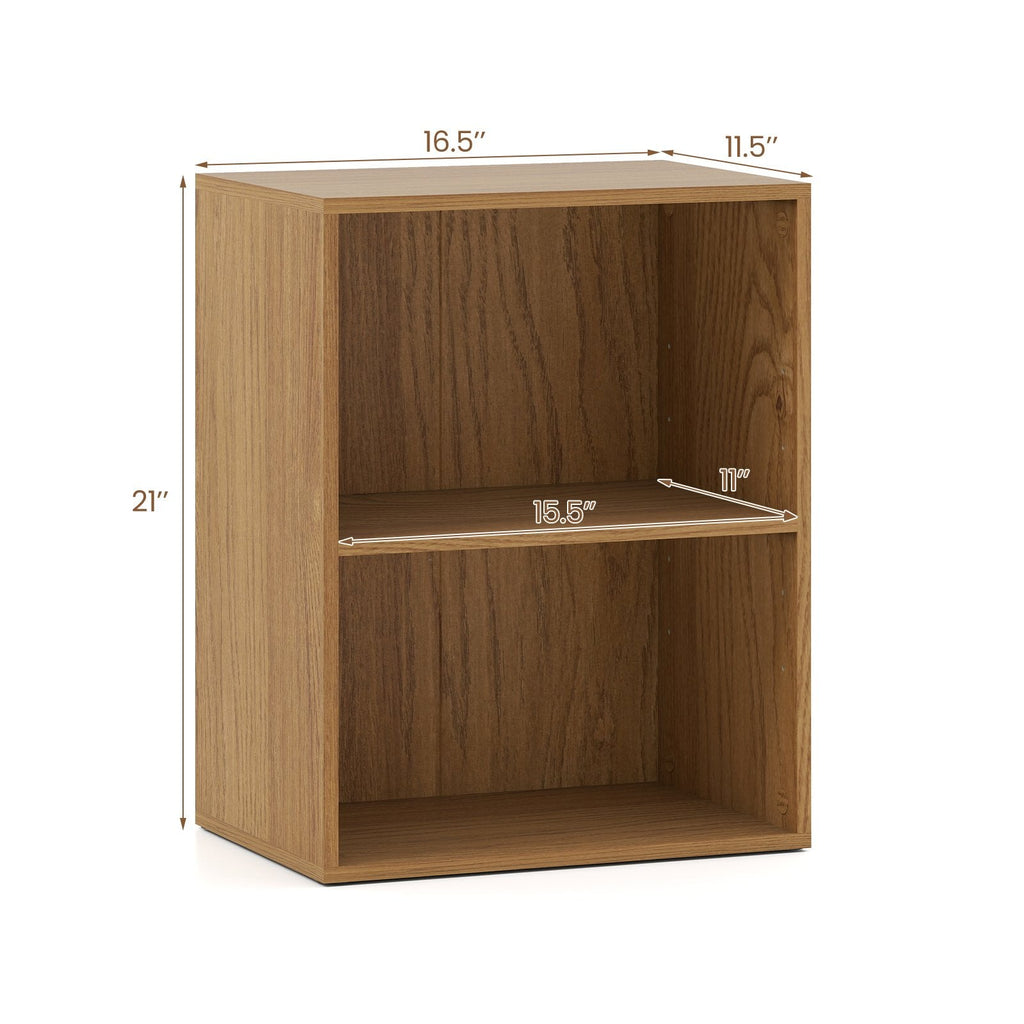 2-Cube Bookcase Set of 2 Floor Standing Open Bookshelf w/ 5-Position Adjustable Shelf-Natural