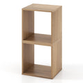 Stackable Cube Bookcase, Set of 2 Open Cubes, Natural Wood Look