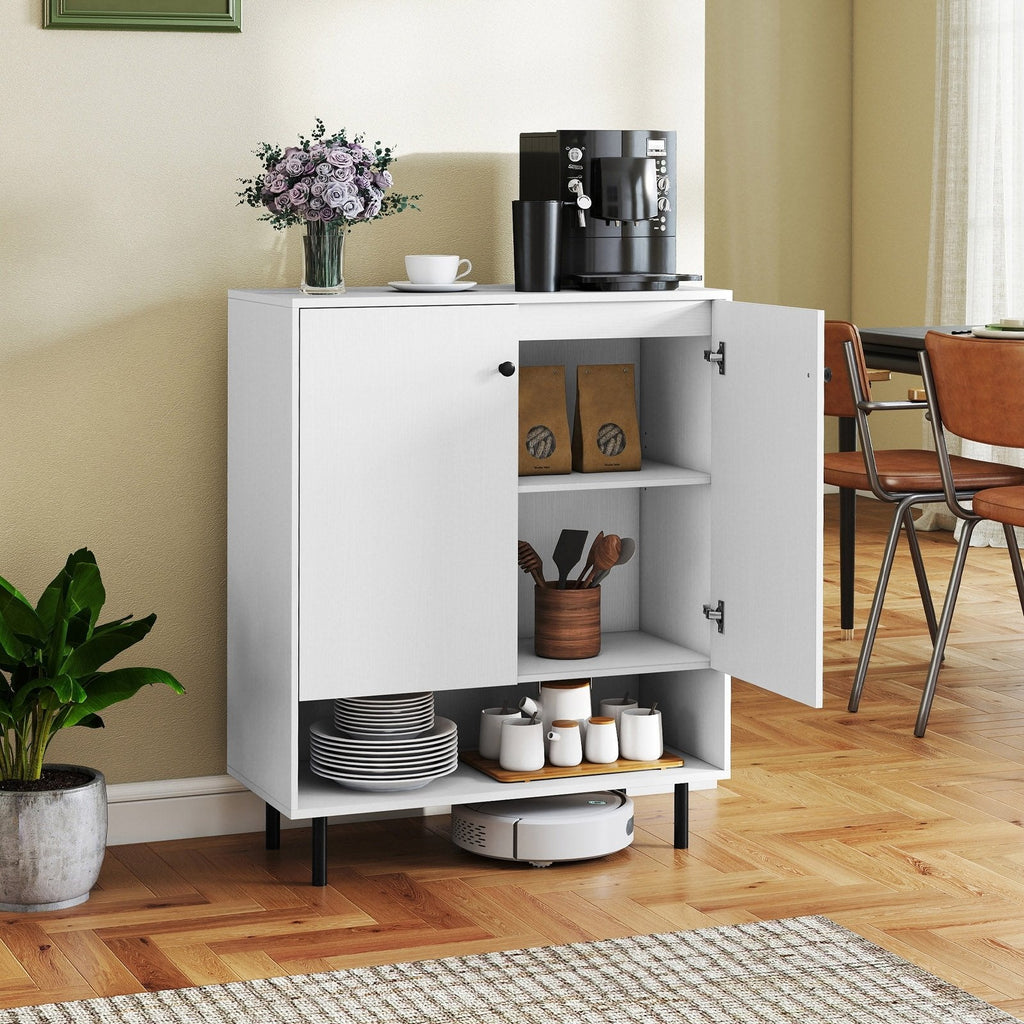 2-Door Sideboard Buffet Cabinet Kitchen with Adjustable Shelf-White
