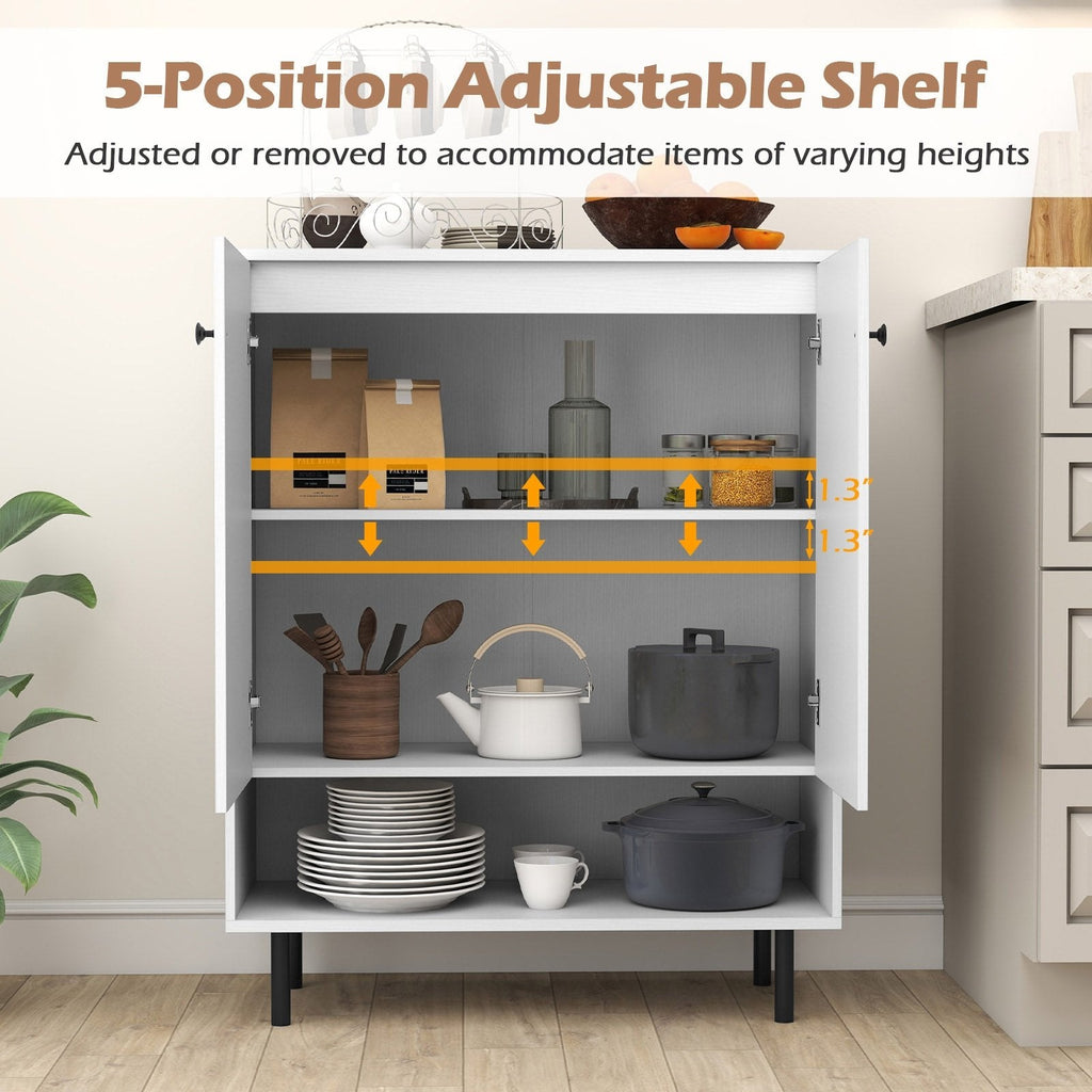 2-Door Sideboard Buffet Cabinet Kitchen with Adjustable Shelf-White