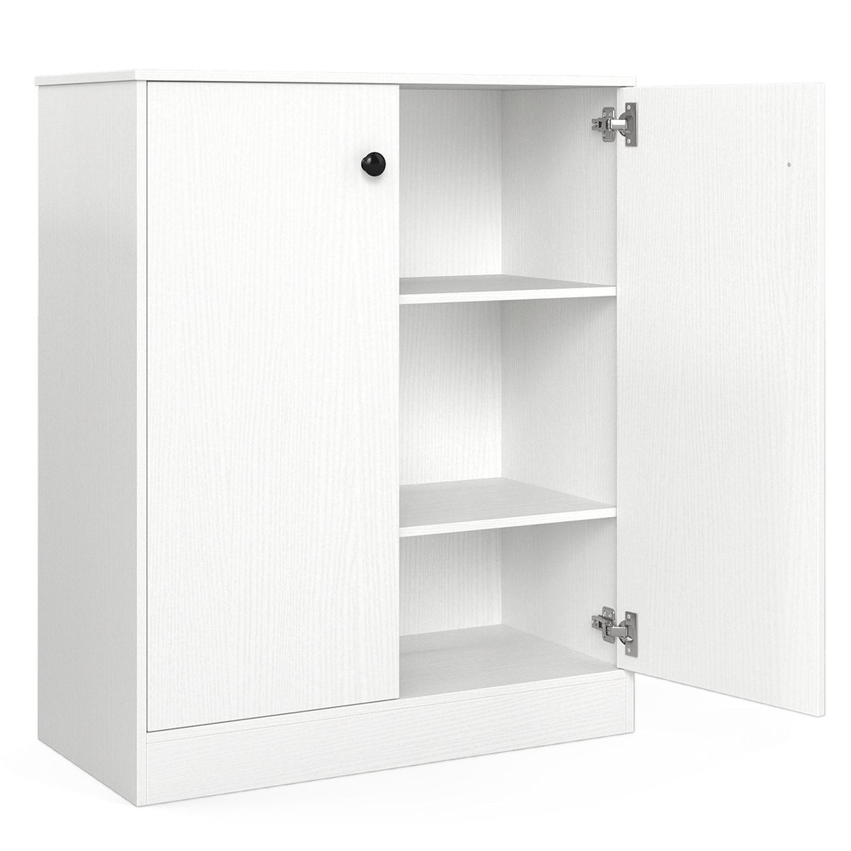 2 Door Storage Base Cabinet with 3-Tier Shelf-White