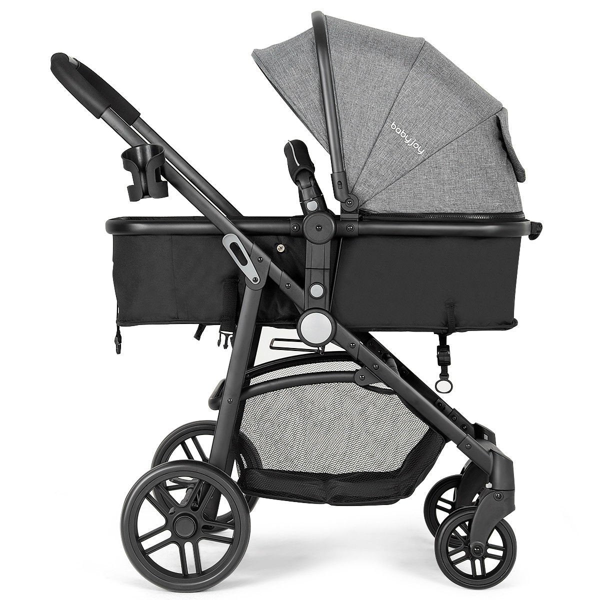2 in 1 Foldable Pushchair Newborn Infant Baby Stroller-Gray