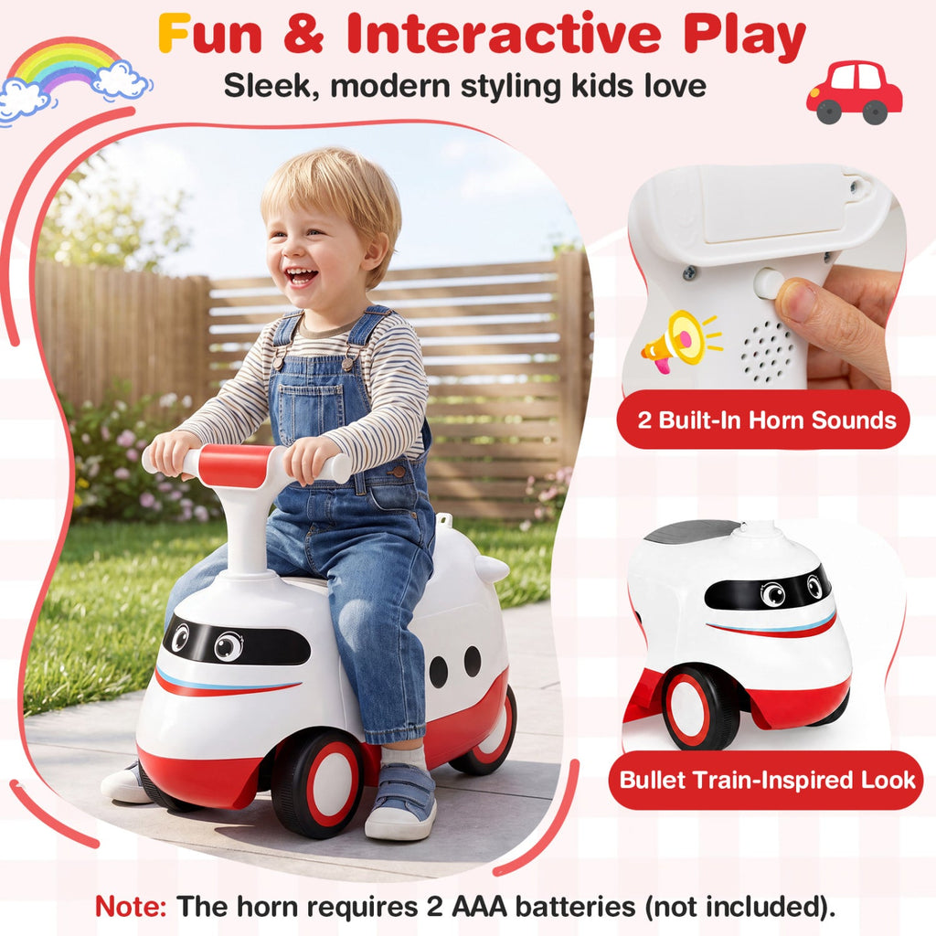 2-in-1 Ride On Push Car for Toddlers 1-3 Years Old Sliding Walker with Horn-Red