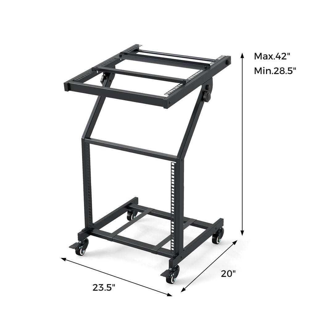 2 Layer Professional Audio Rack Mount with Adjustable Crossbars