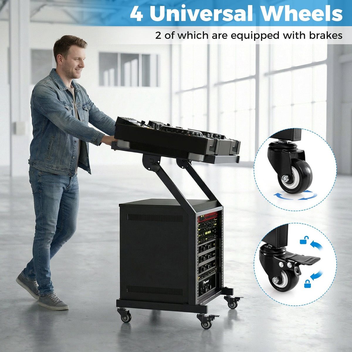2 Layer Professional Audio Rack Mount with Adjustable Crossbars