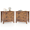 2-Pack 3 Drawer Dresser Chest of Drawers Bedside Table-Brown