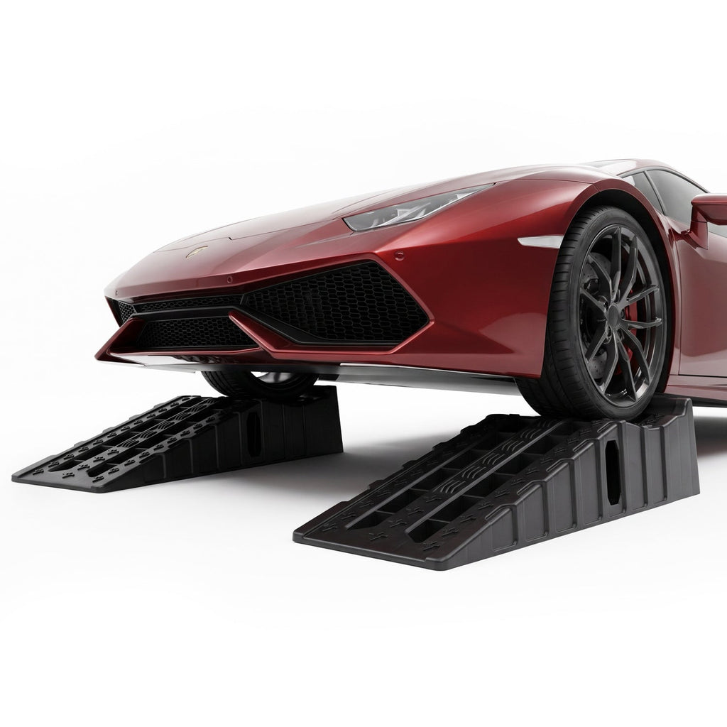 2-Pack 6.4 inches Car Ramps 22000 Lbs GVW Capacity Portable Vehicle Service Ramps-Black