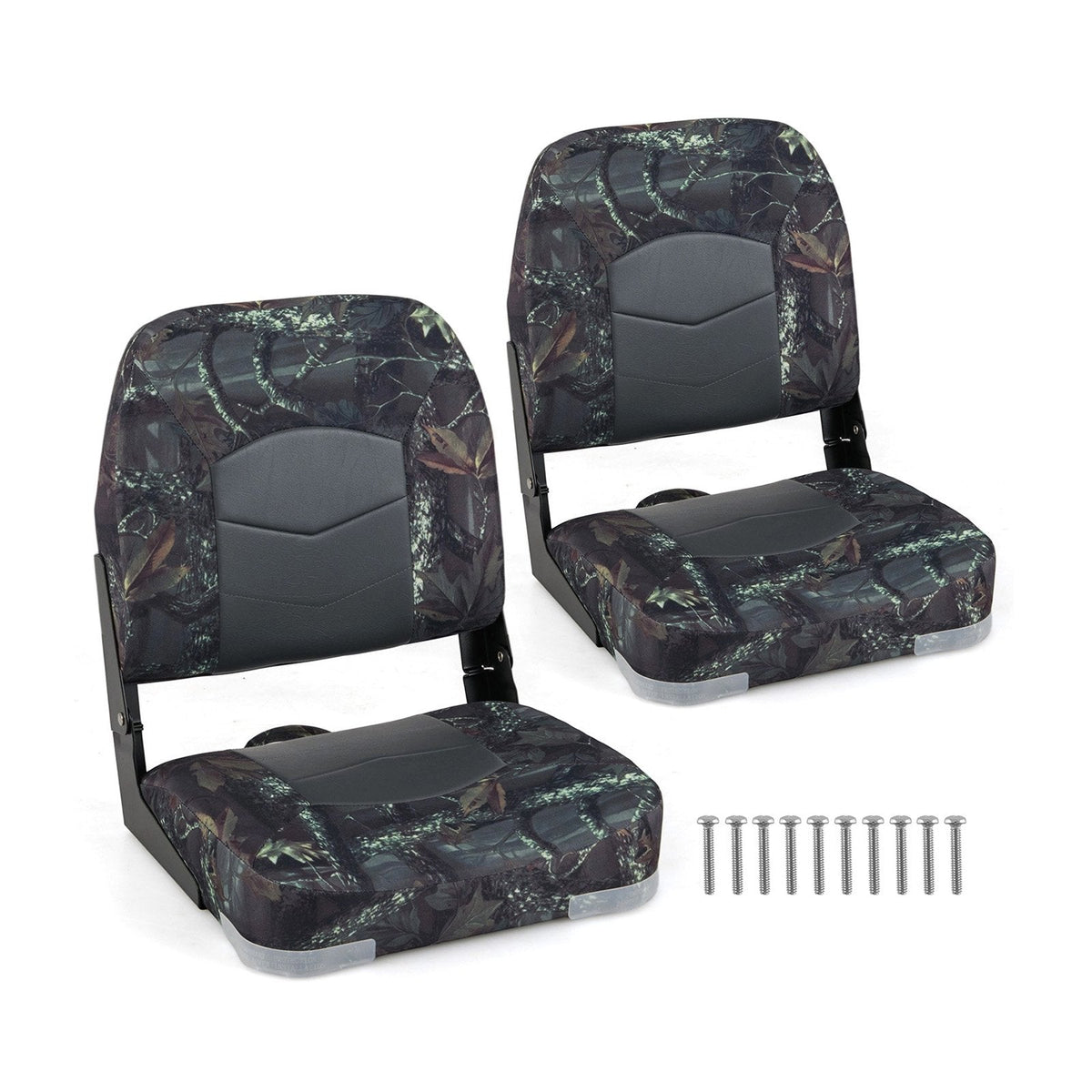 2-Pack Boat Seats with Thick Sponge Padding-Camouflage