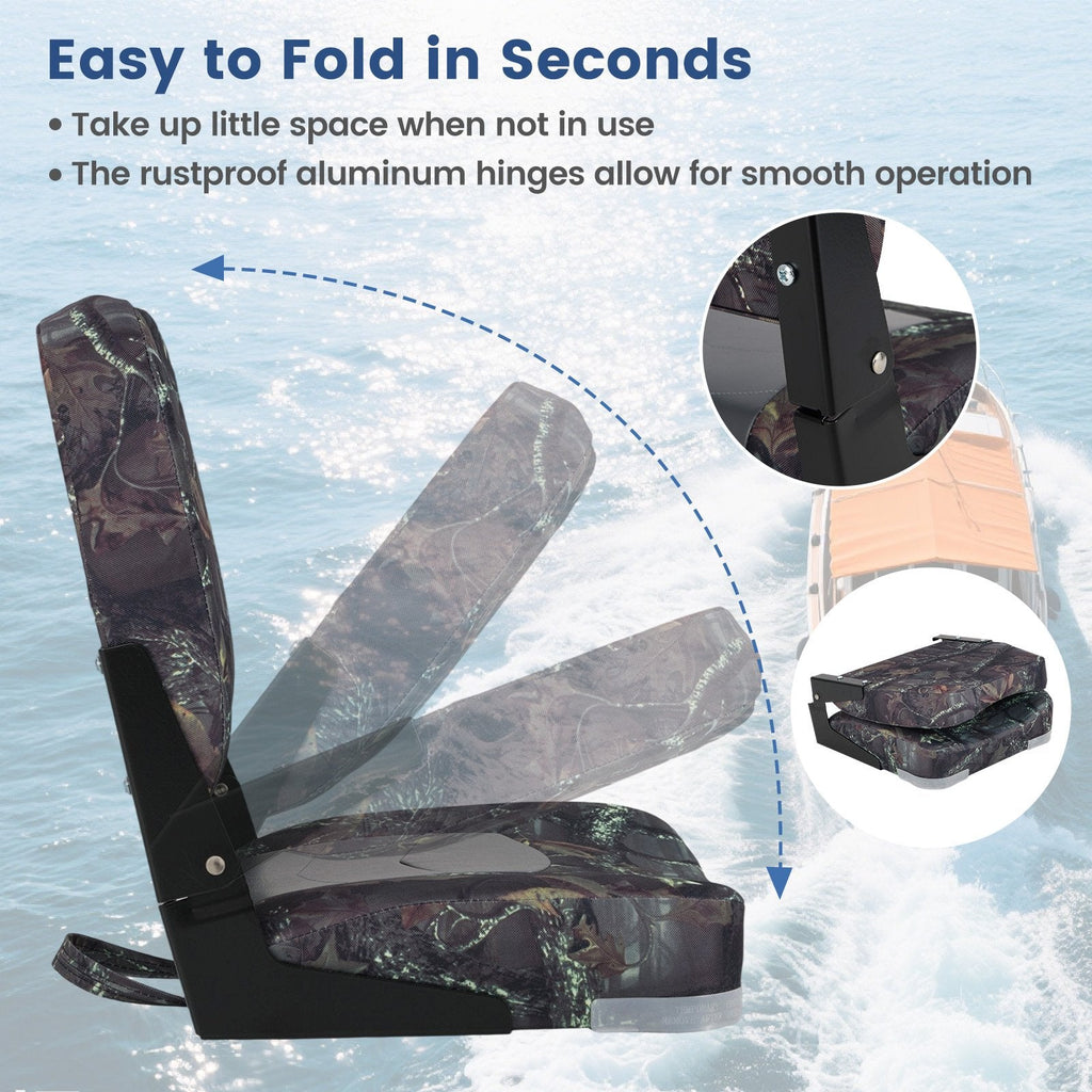 2-Pack Boat Seats with Thick Sponge Padding-Camouflage