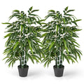 2 Pack Fake Bamboo Leave Tree with 3 PE Bamboo Trunk-Green