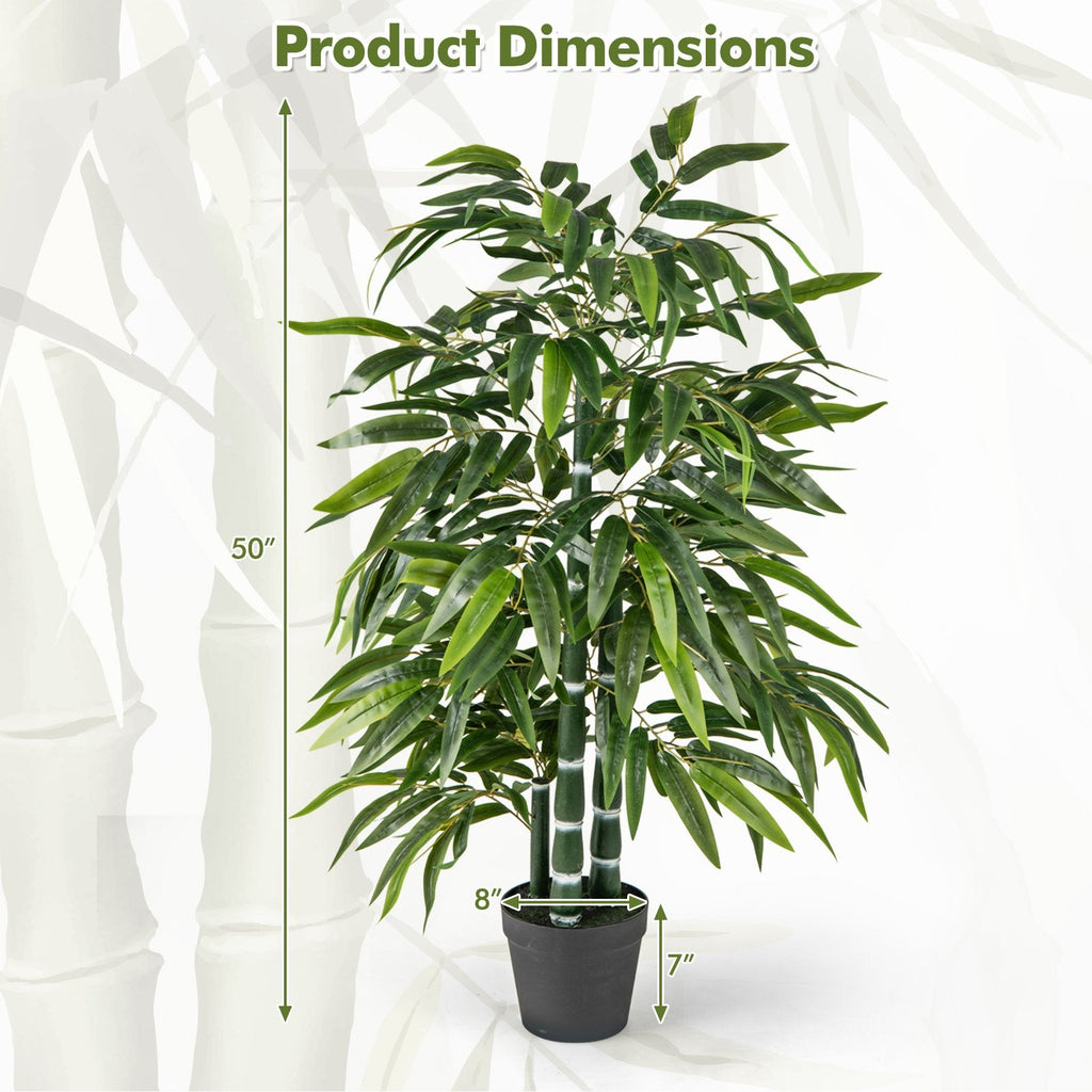 2 Pack Fake Bamboo Leave Tree with 3 PE Bamboo Trunk-Green