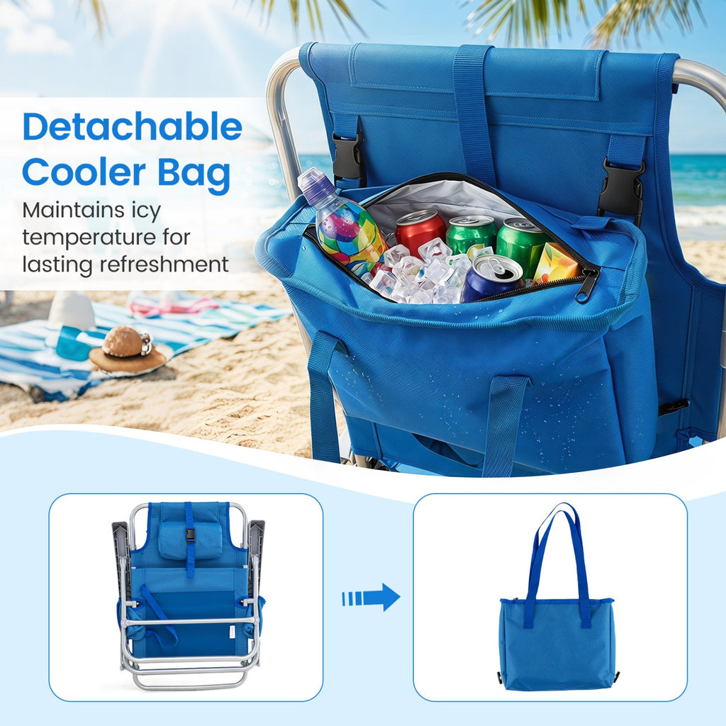 2 Pack Portable Folding Beach Chair with 7-Position Backrest-Navy