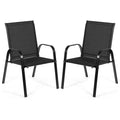 2 Pcs Patio Outdoor Dining Chair with Armrest-Black
