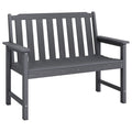 2-Person All Weather HDPE Outdoor Garden Bench with Backrest and Armrests-Gray