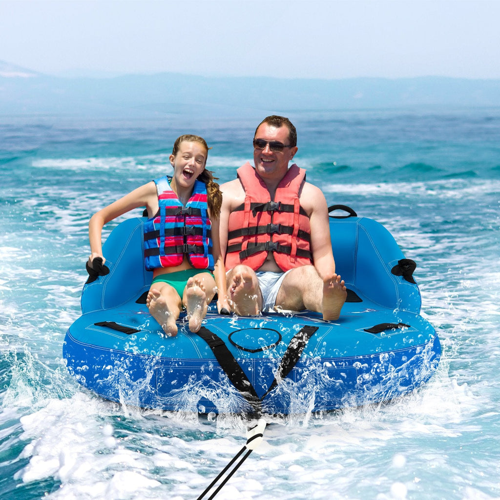 2 Person Water Sport Inflatable Towable Tubes for Boating-Blue