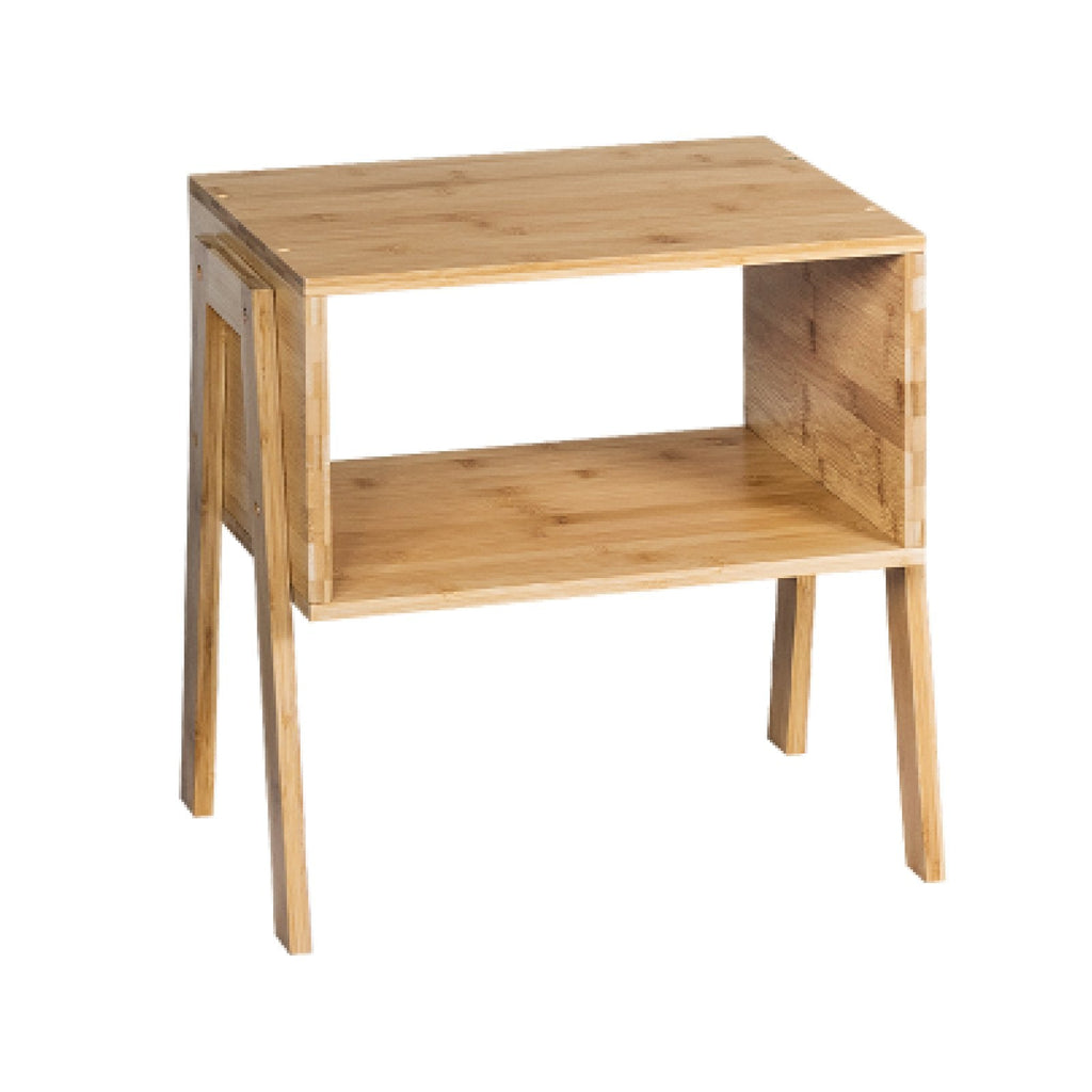 Set of 2 Stackable Bamboo Nightstands with Open Storage Compartment
