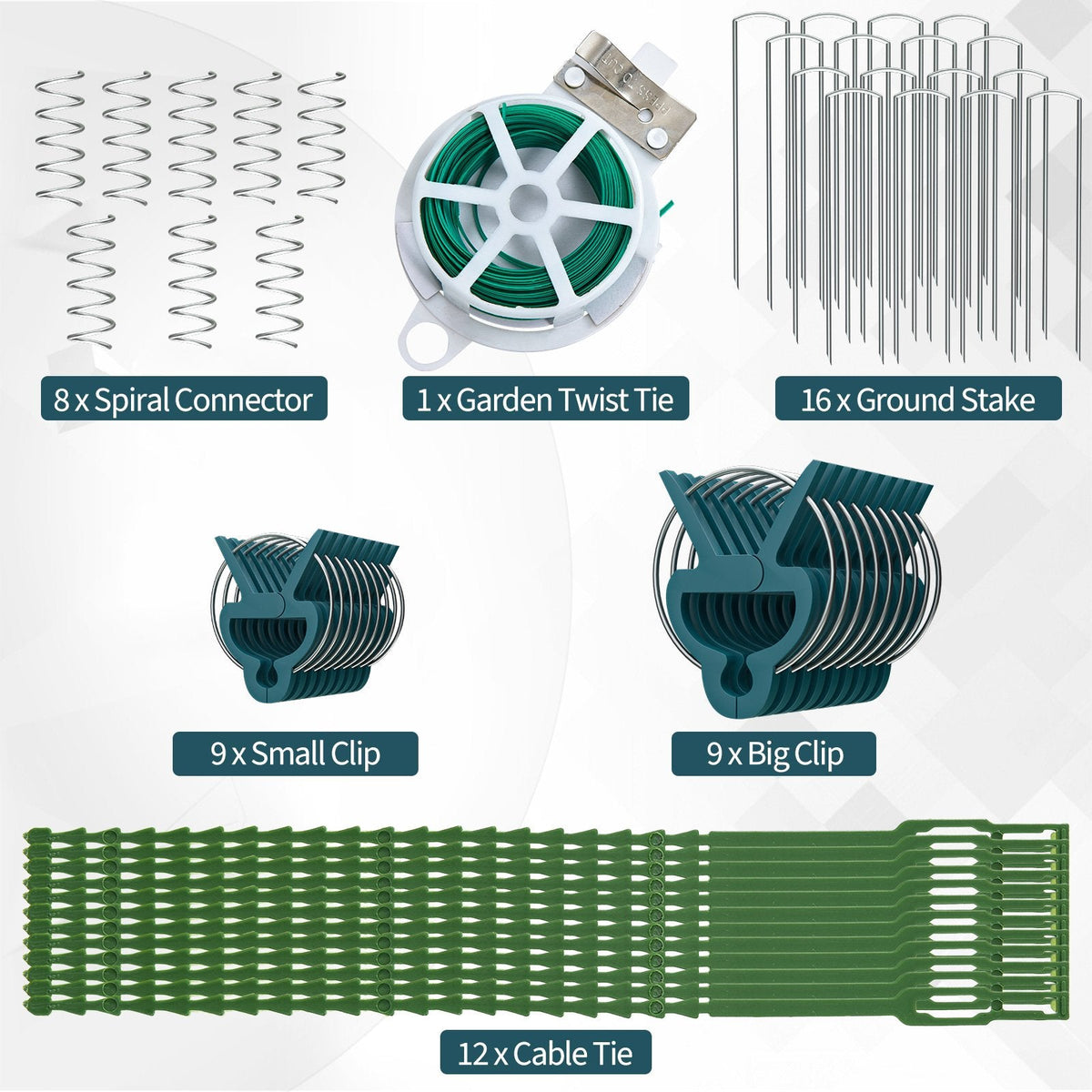 2 Pieces Foldable A-Frame Trellis Plant Supports with Twist Ties-Green