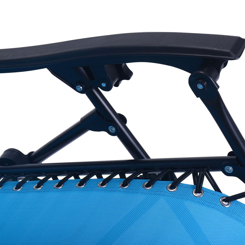 2 Pieces Folding Lounge Chair with Zero Gravity-Blue