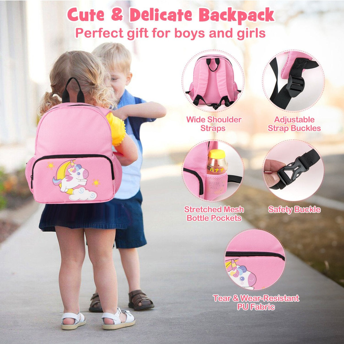 2 Pieces Kid Luggage Set with Spinner Wheels and Aluminum Handle-Pink