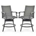 2 Pieces Patio Swivel Bar Chair Set with Quick Dry 4D Air Fiber Cushion