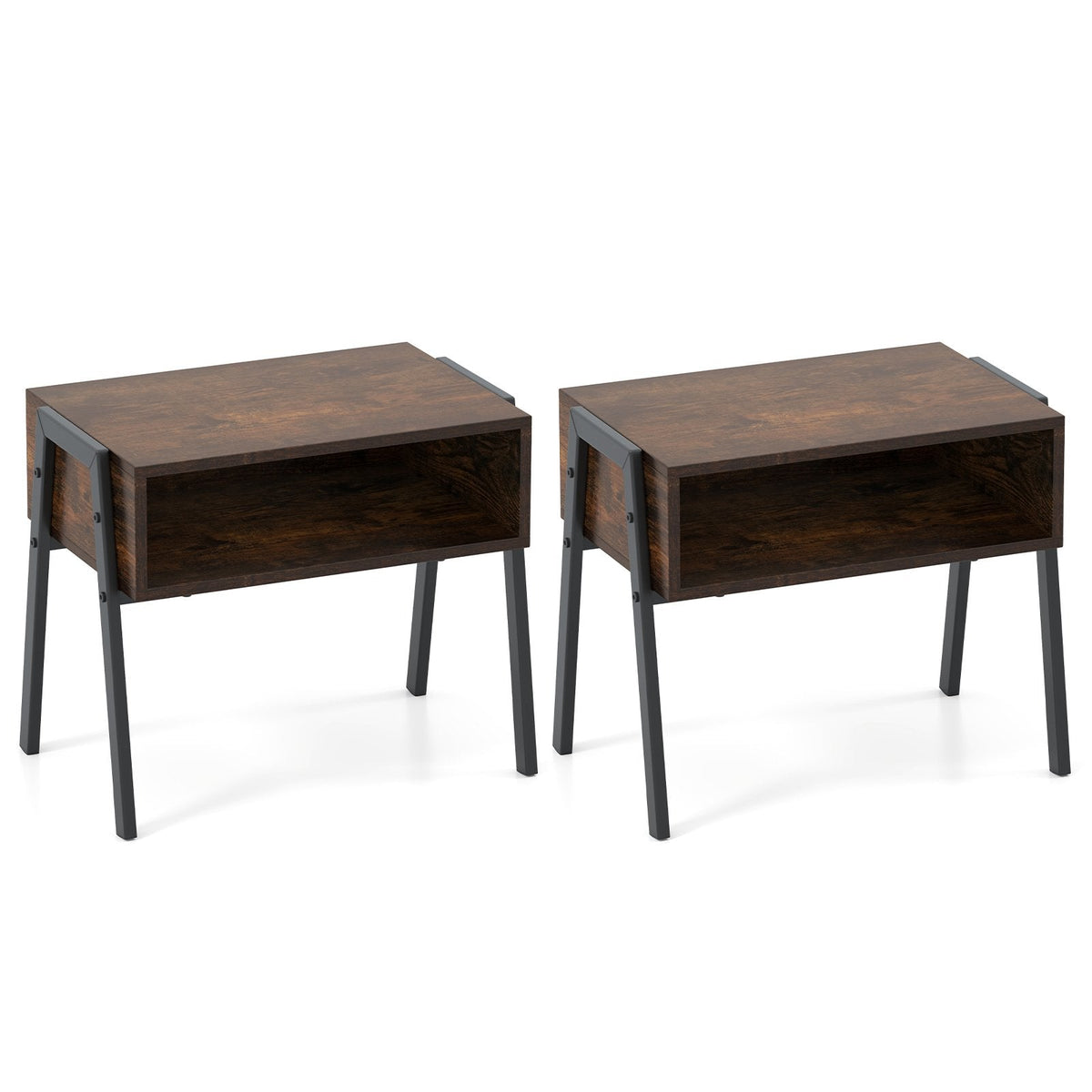 2 Piece Stackable Night Stand and Bedside End Table Set