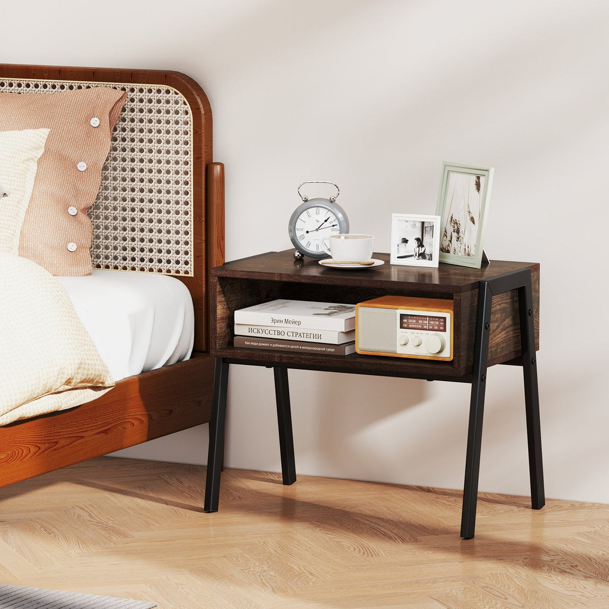 2 Piece Stackable Night Stand and Bedside End Table Set