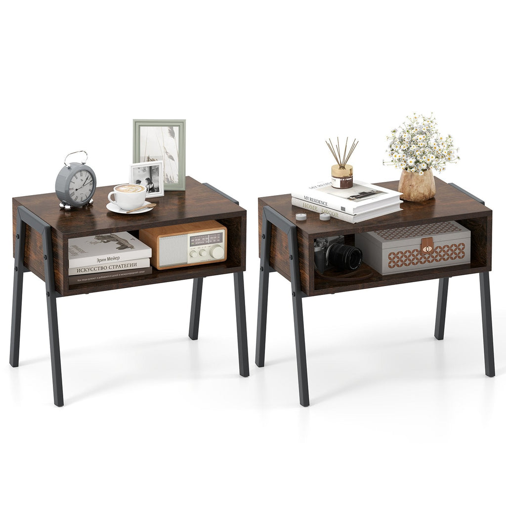 2 Piece Stackable Night Stand and Bedside End Table Set