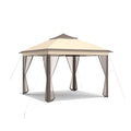 2-Tier 11 x 11 Feet Pop-Up Gazebo Tent Portable Canopy Shelter Carry Bag Mesh