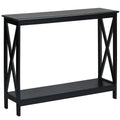 2-Tier Console X-Design Sofa Side Accent Table-Black