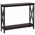 2-Tier Console X-Design Sofa Side Accent Table-Dark Brown