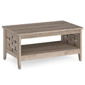 2-Tier Farmhouse Coffee Table with Open Shelf and Woven Decorations for Living Room-Oak