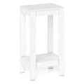 Tall 2 Tier Nightstand with Solid Wood Legs and Open Shelf, White
