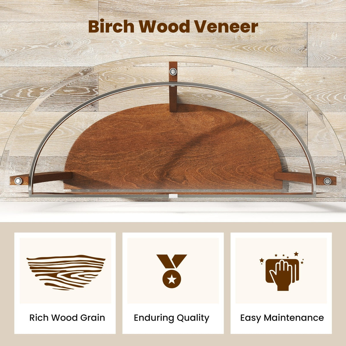 2-tier Tempered Glass Console Table with Clear Glass Top and Open Shelf-Walnut