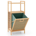 2-Tier Tilt out Laundry Hamper with Foldable and Removable Basket-Green
