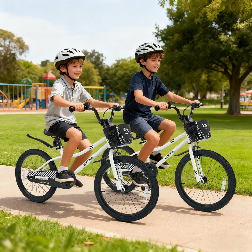 20 Inch Kids Bike with Kickstand, Basket and Mudguards, White