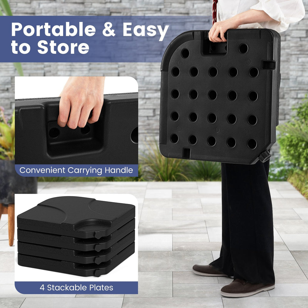20 Inch Patio Offset Water Filled Plate Umbrella Base Sand-Black