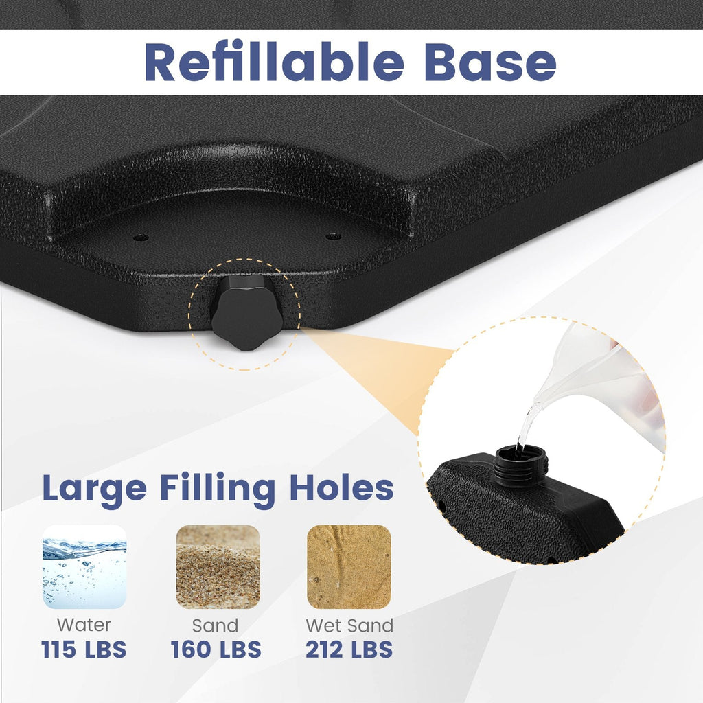 20 Inch Patio Offset Water Filled Plate Umbrella Base Sand-Black