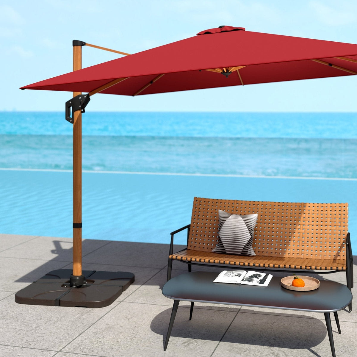 20 Inch Patio Offset Water Filled Plate Umbrella Base Sand-Coffee