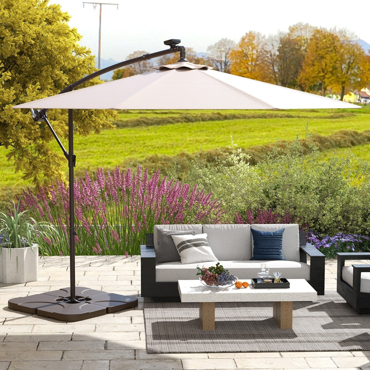 20 Inch Patio Offset Water Filled Plate Umbrella Base Sand-Coffee