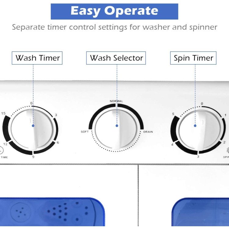 20 lbs Compact Twin Tub Washing Machine for Home