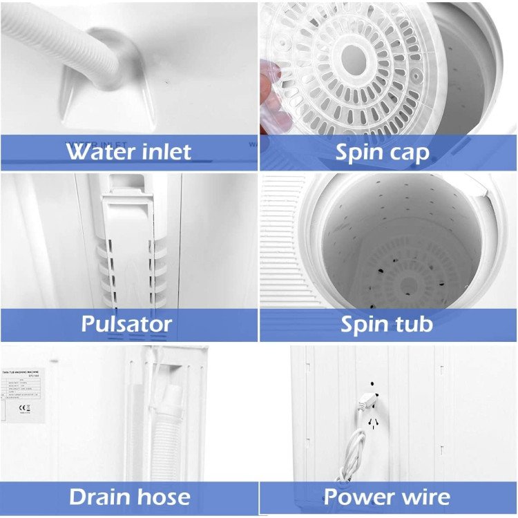 20 lbs Compact Twin Tub Washing Machine for Home