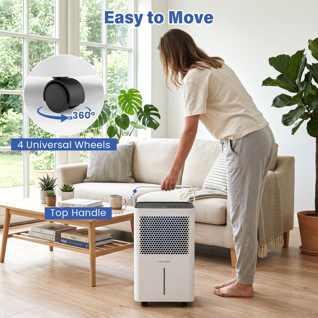 32 Pint Compressor Dehumidifier for 2000 Sq Ft, 38 dB, Inside Drying, 0.54 Gallon Tank, White