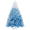 8 FT Blue Gradient Snow Flocked Artificial Christmas Tree with 1774 Hinged Tips and Folding Stand